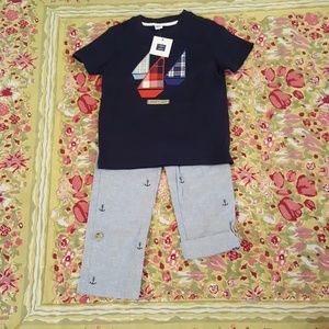 Janie and Jack Sailboat Shirt and Anchor Pants 3